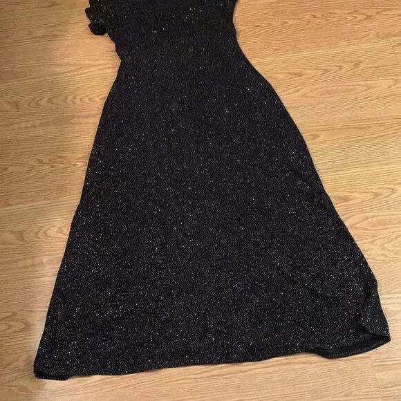 Rabbit Rabbit Designs Black Slinky Sparkly Maxi Dress Size 6 Prom Metallic - Picture 9 of 12